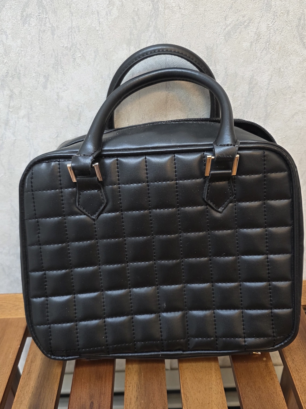 Borghese Classic Quilted Black Cosmetic Rollup Bag